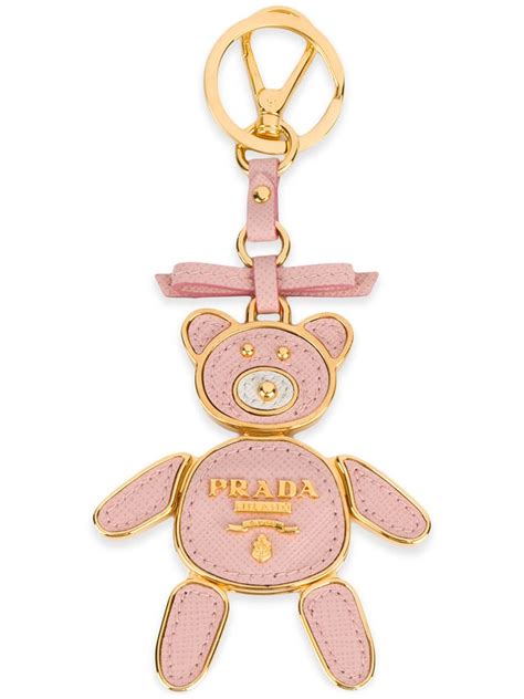 prada metal keychain|prada teddy bear keychain.